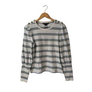 Veronica Beard Jeans Meg Tee Medium Crew Neck Pullover Faded Army Blue Striped